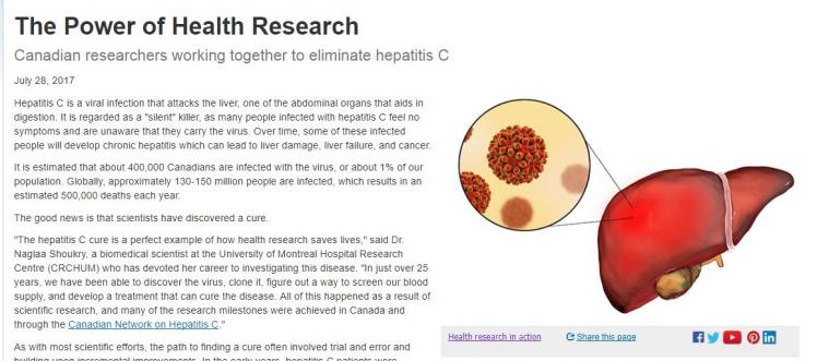 The Power of Health Research Canadian researchers working together to eliminate hepatitis C